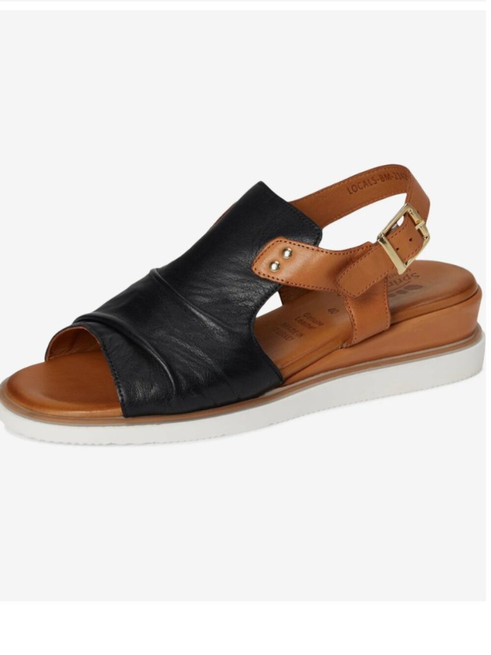 NWT Size 8.5 Spring Step Locals Black and Tan Open-Toe Leather Slingback Sandals
